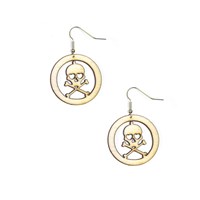 Wooden Skull & Cross Bones Earrings