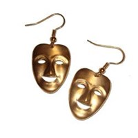 Vintage Brass Charm Comedy & Tragedy Earrings