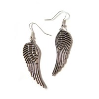 Large Silver Angel Wings Earrings