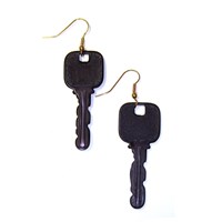 Black Plastic Key Earrings