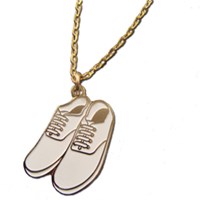 White And Gold Pair of Plimsolls Pendant Necklace 