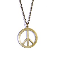 Large Antique Bronze Tone Peace Sign Pendant